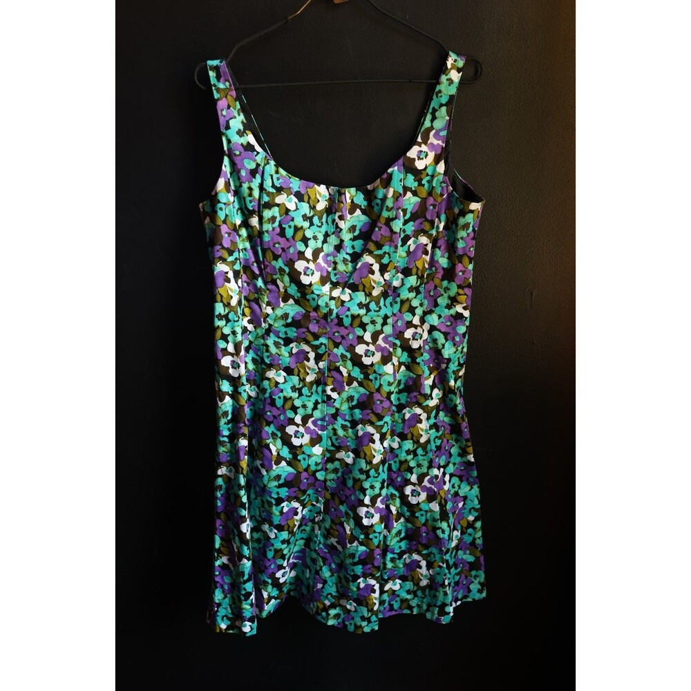 NWT Vintage 90s Dark Floral Dress Fit & Flair Whimsical Cottage Fairy Pin Up 16